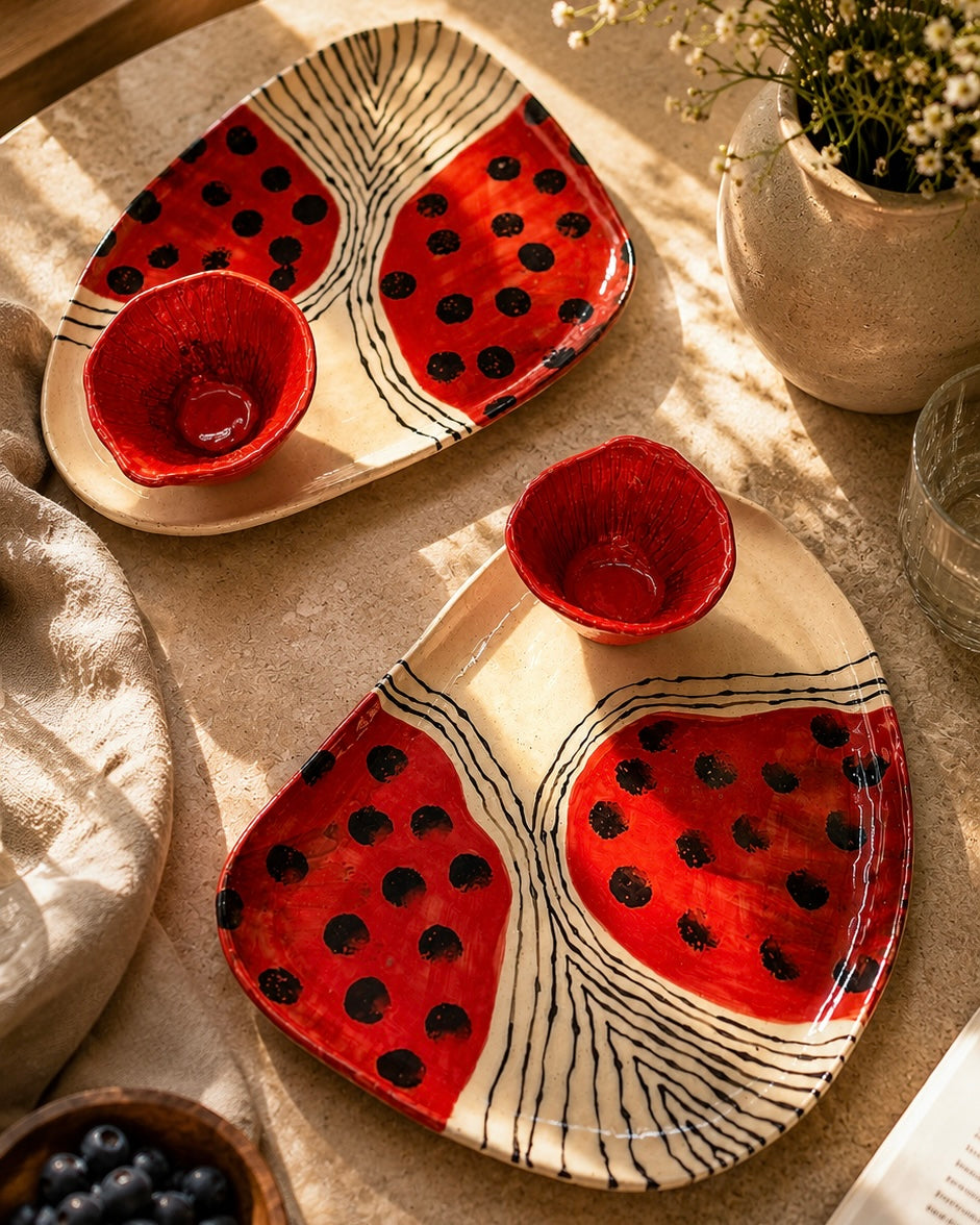 W.Melon Snack Plate and Dip Bowl
